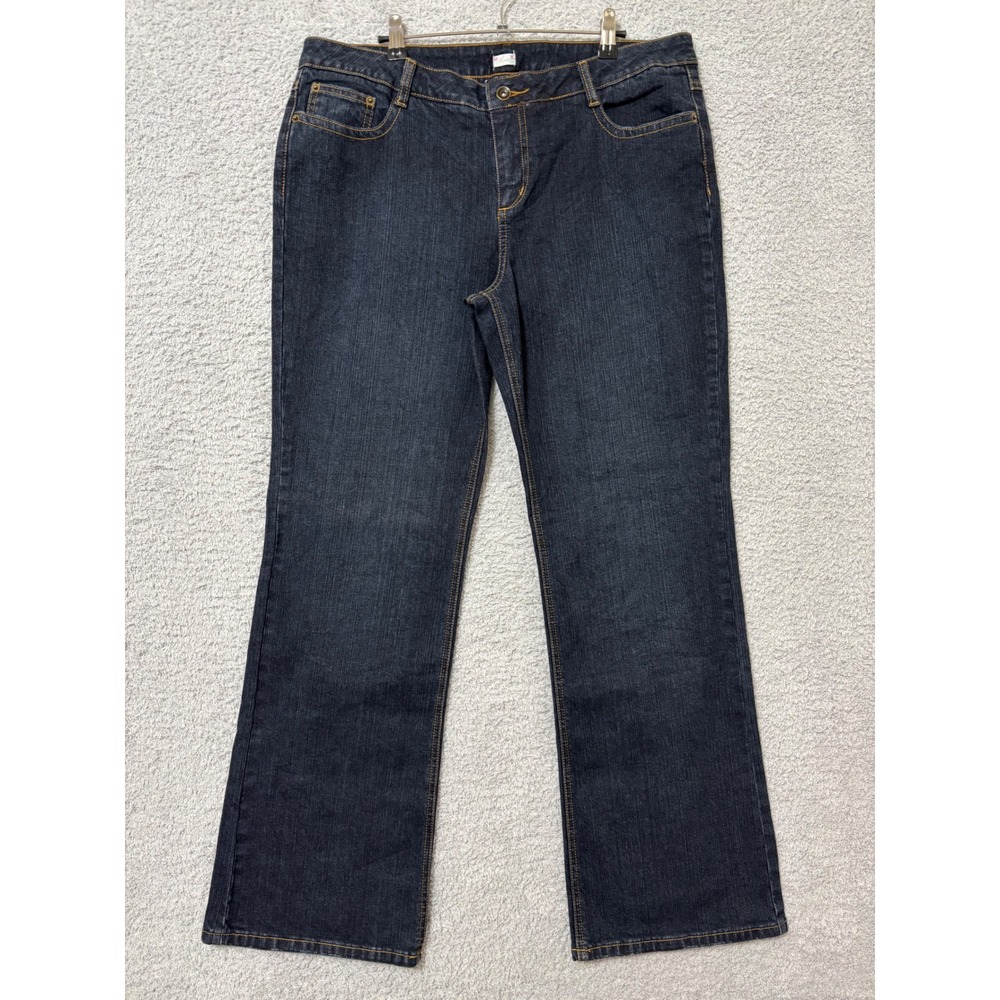 Route Womens Dark Wash Bootcut Jeans Size 15/16 Embroidered Back Pockets Stretch